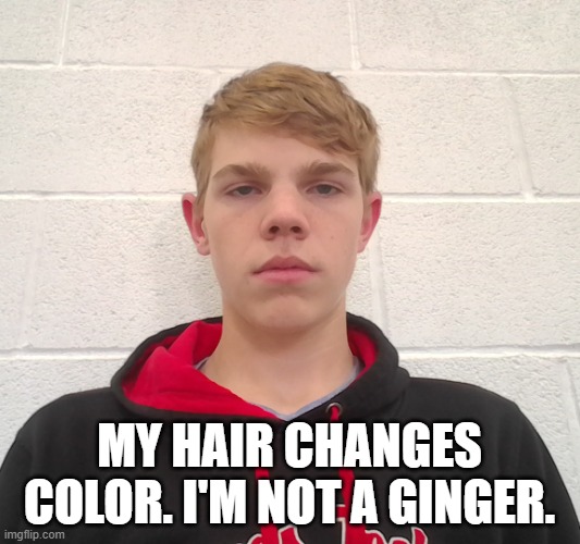 it seriously does change color | MY HAIR CHANGES COLOR. I'M NOT A GINGER. | made w/ Imgflip meme maker