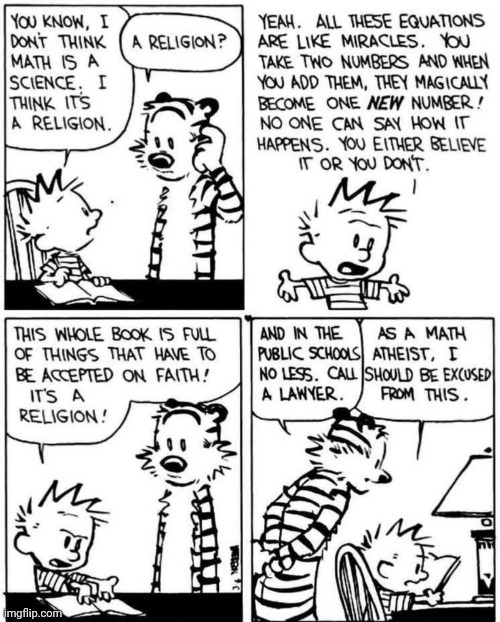 Faithful to Math: I Love Math | image tagged in calvin and hobbes,math | made w/ Imgflip meme maker