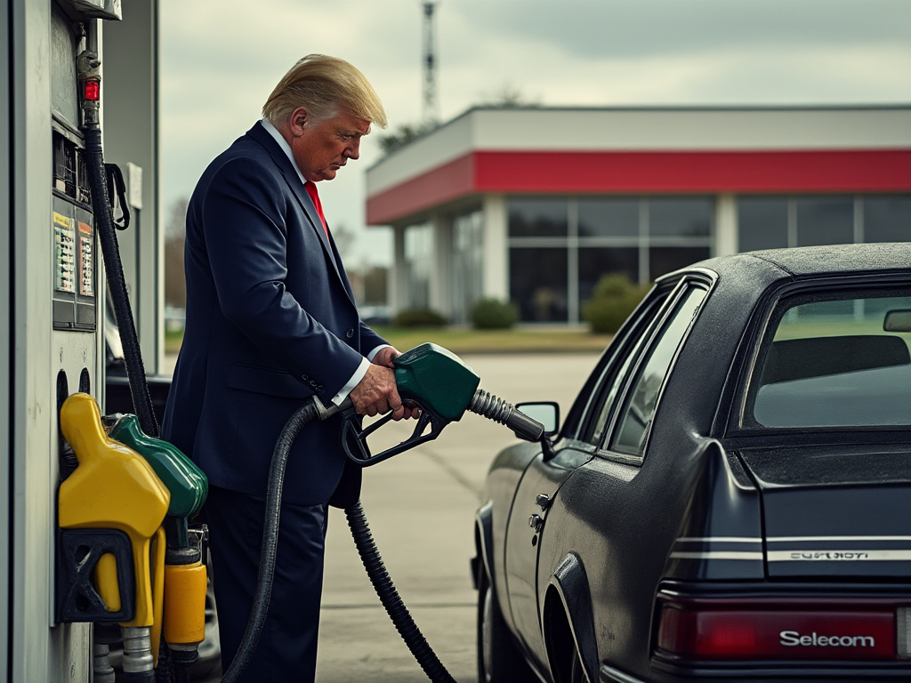 Trump pumping gas Blank Meme Template