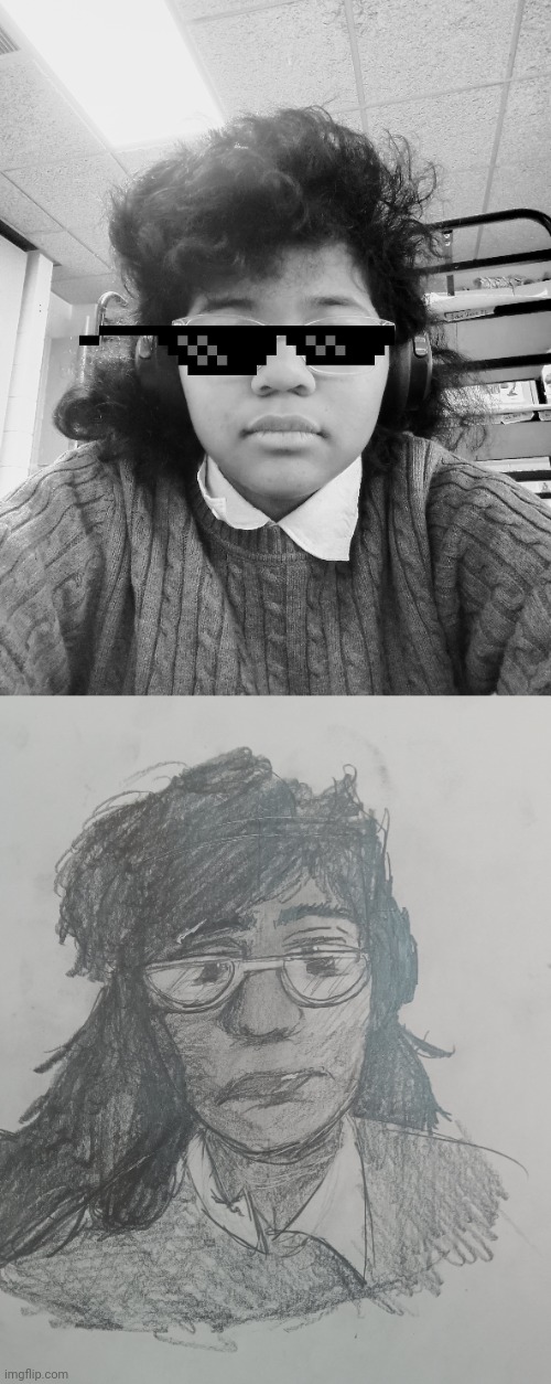 We practice drawing ourselves in art class today :) | made w/ Imgflip meme maker