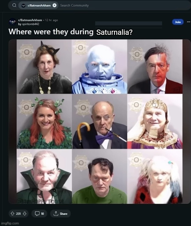 Where Were They During Arkham Knight? | Saturnalia? | image tagged in where were they during arkham knight | made w/ Imgflip meme maker