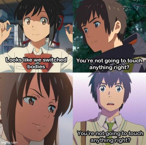 image tagged in your name,taki,mitsuha | made w/ Imgflip meme maker