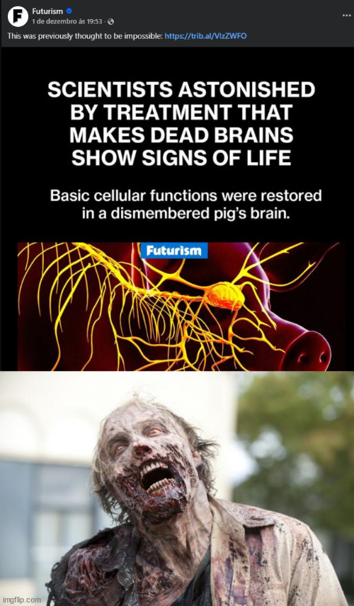 This is how it starts | image tagged in walking dead zombie,zombies,brain,science | made w/ Imgflip meme maker