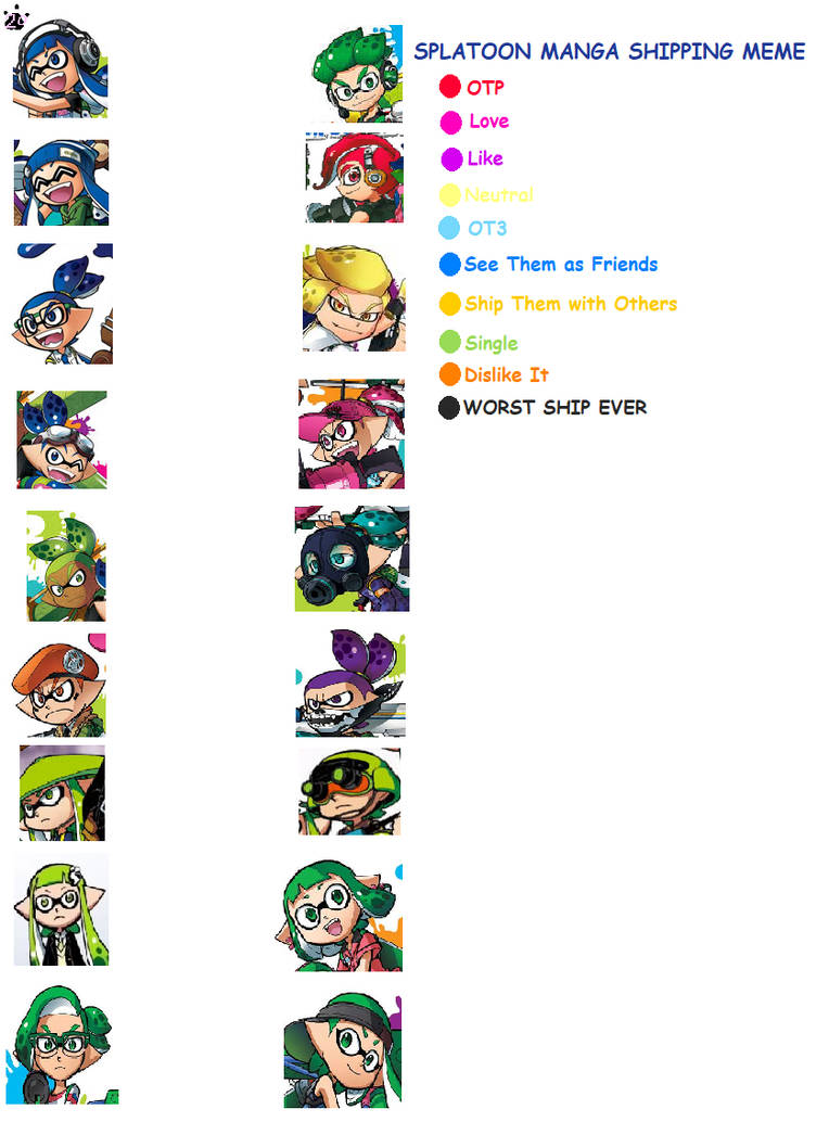 Coroika Splatoon manga shipping chart Blank Meme Template
