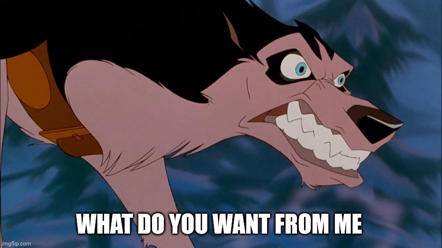 What Do You Want From Me | WHAT DO YOU WANT FROM ME | image tagged in steele,balto,jim cummings | made w/ Imgflip meme maker