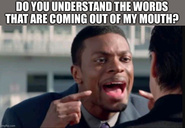 Do you understand the words that are coming out of my mouth? | DO YOU UNDERSTAND THE WORDS THAT ARE COMING OUT OF MY MOUTH? | image tagged in do you understand the words that are coming out of my mouth | made w/ Imgflip meme maker