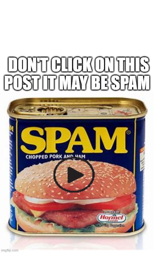 spam | DON'T CLICK ON THIS POST IT MAY BE SPAM | image tagged in spam,funny,joke,haha | made w/ Imgflip meme maker