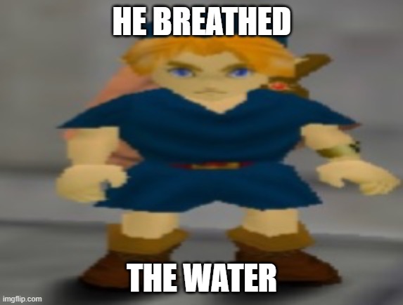 he breathe the water | HE BREATHED; THE WATER | image tagged in he breathe the water | made w/ Imgflip meme maker