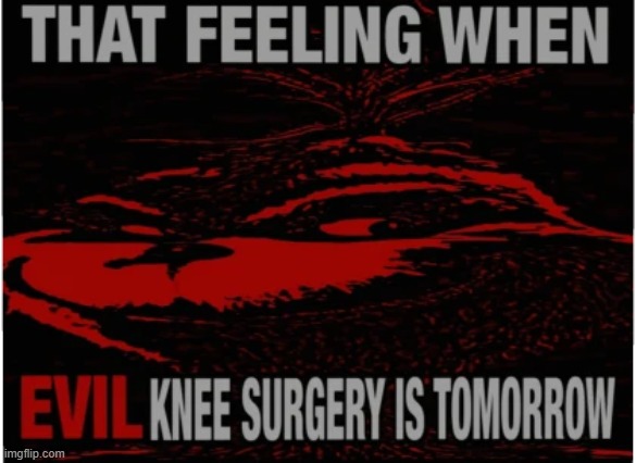 That feeling wen evil knee surgery is tomorrow | image tagged in that feeling wen evil knee surgery is tomorrow | made w/ Imgflip meme maker