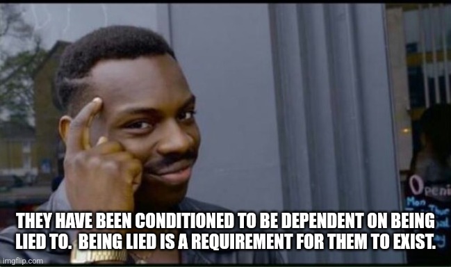 Thinking Black Man | THEY HAVE BEEN CONDITIONED TO BE DEPENDENT ON BEING LIED TO.  BEING LIED IS A REQUIREMENT FOR THEM TO EXIST. | image tagged in thinking black man | made w/ Imgflip meme maker