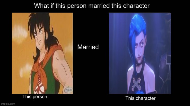 what if yamcha married jinx | image tagged in what if character married this character,jinx,dragon ball z,anime meme,yamcha,animeme | made w/ Imgflip meme maker