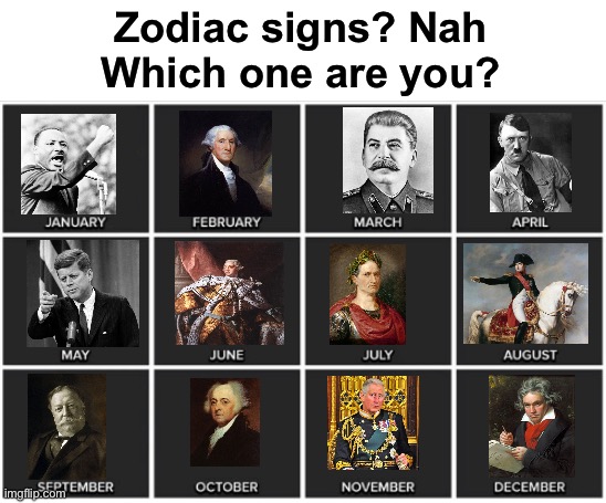 Which one are you? | Zodiac signs? Nah
Which one are you? | image tagged in calendar,msmg | made w/ Imgflip meme maker