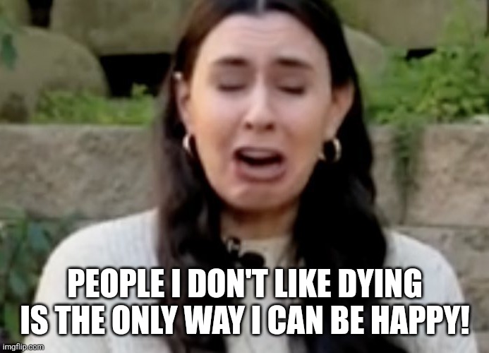 Taylor Lorenz Sobbing | PEOPLE I DON'T LIKE DYING
IS THE ONLY WAY I CAN BE HAPPY! | image tagged in taylor lorenz sobbing | made w/ Imgflip meme maker