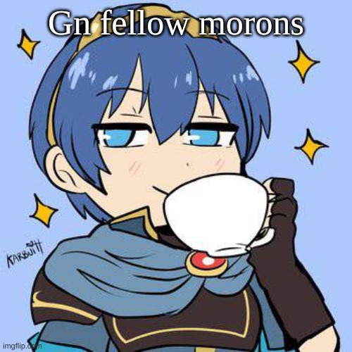 Marth sipping tea 2 | Gn fellow morons | image tagged in marth sipping tea 2 | made w/ Imgflip meme maker