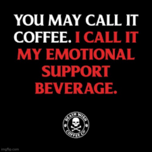 Emotional Support... | image tagged in hot strong coffee,delicious,tastes good,can't beat it | made w/ Imgflip meme maker