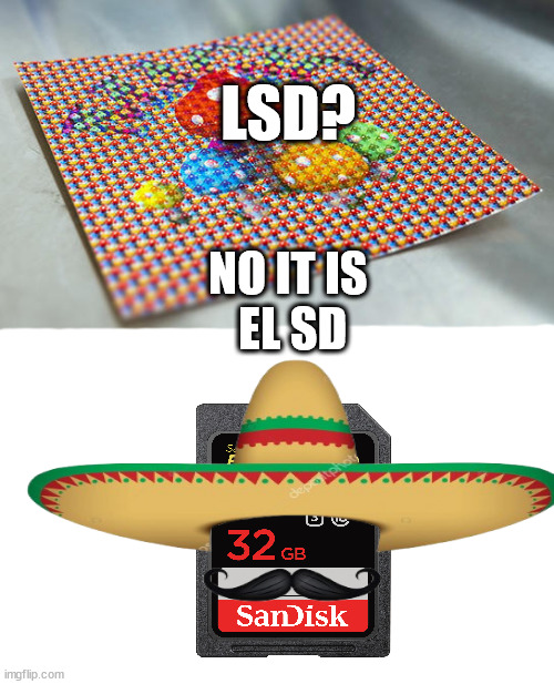 LSD? NO! | LSD? NO IT IS 
EL SD | image tagged in mexican,lsd | made w/ Imgflip meme maker