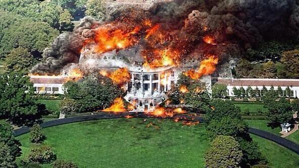 White House on fire Blank Meme Template