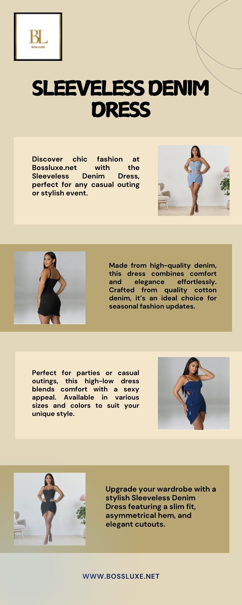 Sleeveless Denim Dress Blank Meme Template