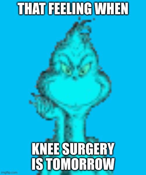 Knee Surgery | THAT FEELING WHEN; KNEE SURGERY IS TOMORROW | image tagged in blinch | made w/ Imgflip meme maker