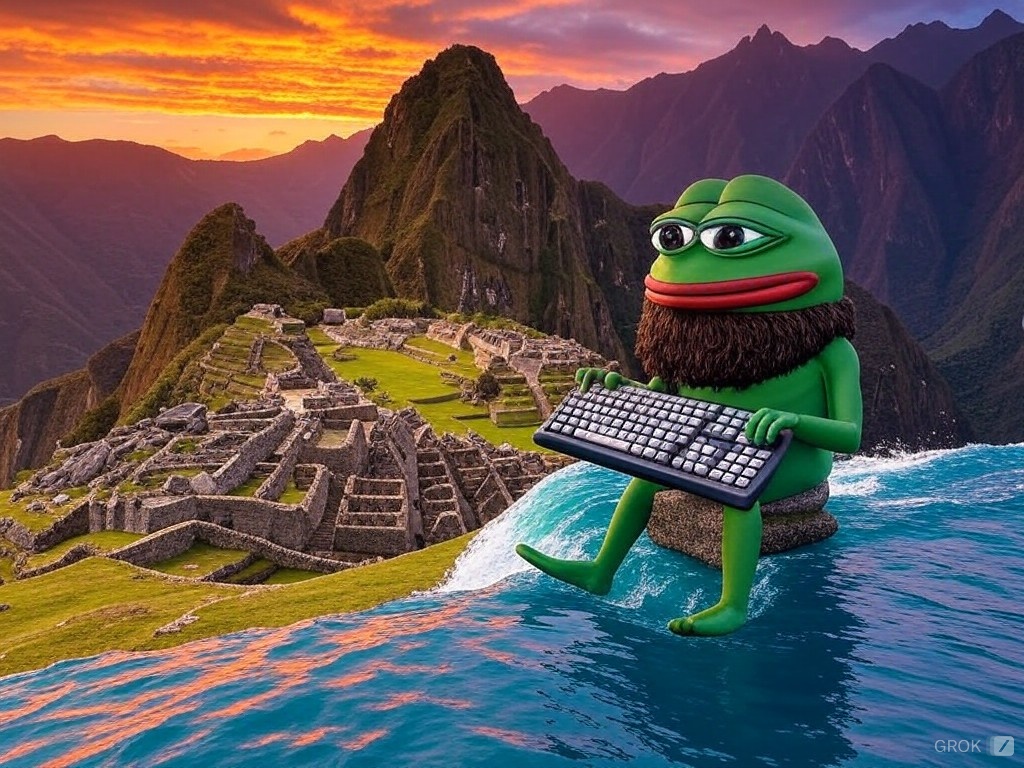 Pepe surf Peru Blank Meme Template