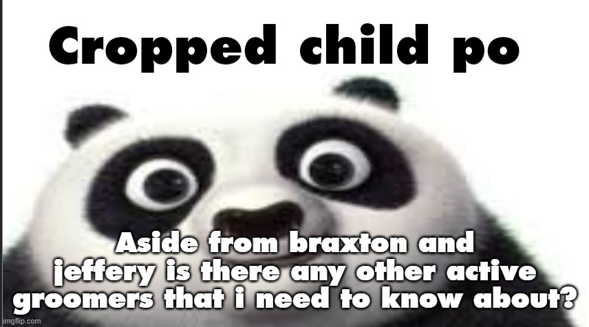 Cropped child po | Aside from braxton and jeffery is there any other active groomers that i need to know about? | image tagged in cropped child po | made w/ Imgflip meme maker