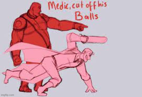 Medic cut off his balls | image tagged in medic cut off his balls | made w/ Imgflip meme maker