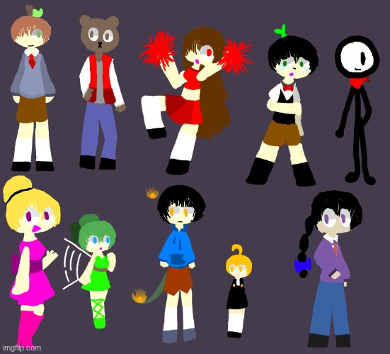 my FPE ocs if they were human | image tagged in fpe,ocs | made w/ Imgflip meme maker