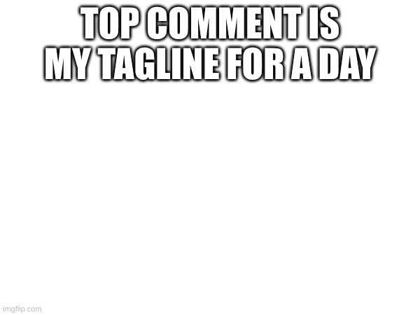 TOP COMMENT IS MY TAGLINE FOR A DAY | made w/ Imgflip meme maker