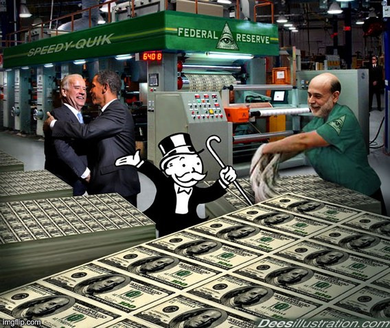 Federal reserve bankers printing fiat money | image tagged in federal reserve bankers printing fiat money | made w/ Imgflip meme maker