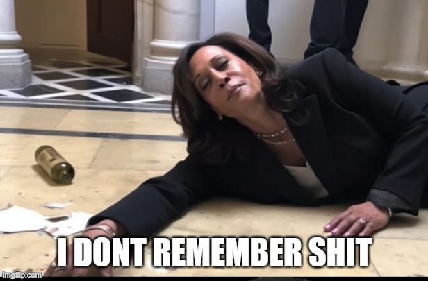 drunk kamala | I DONT REMEMBER SHIT | image tagged in drunk kamala | made w/ Imgflip meme maker