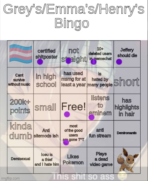 Grey's/Emma's Bingo (Actually fixed) | image tagged in grey's/emma's bingo actually fixed | made w/ Imgflip meme maker