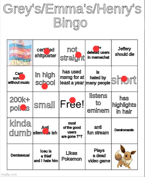 Grey's/Emma's Bingo (Actually fixed) | image tagged in grey's/emma's bingo actually fixed | made w/ Imgflip meme maker