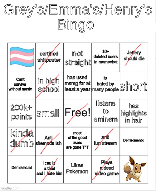 Grey's/Emma's Bingo (Actually fixed) | image tagged in grey's/emma's bingo actually fixed | made w/ Imgflip meme maker