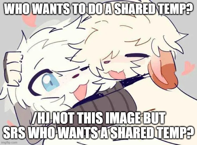 WHO WANTS TO DO A SHARED TEMP? /HJ NOT THIS IMAGE BUT SRS WHO WANTS A SHARED TEMP? | made w/ Imgflip meme maker