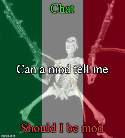 Jesvur or Heaven tell me | Chat; Can a mod tell me; Should I be mod | image tagged in italy forever,msmg | made w/ Imgflip meme maker