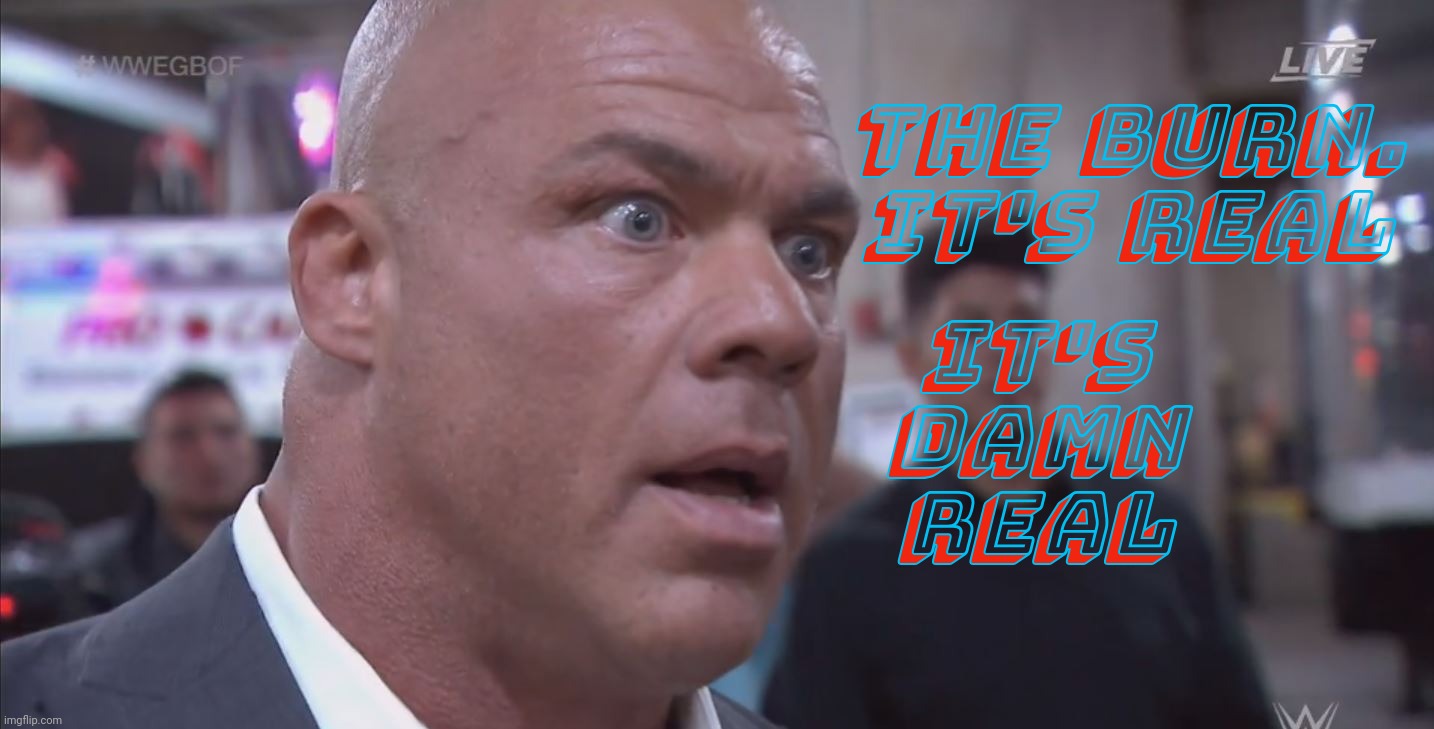 Stalkers, haters, and other assorted M[AG]Asturbaters - if your sphincter burns that bad, your sphincter burns that bad,,, | It's
damn
real; The burn. It's real | image tagged in wwe kurt angle,it's real it's damn real,the burn is real,sphincters on fire,much aloe,anal | made w/ Imgflip meme maker