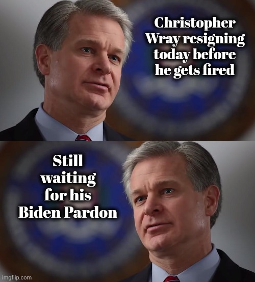 Rats abandoning the sinking ship | Christopher Wray resigning today before he gets fired; Still waiting for his Biden Pardon | image tagged in christopher wray,traitor,biased justice,is not justice,democrat liar | made w/ Imgflip meme maker