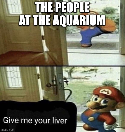 Give Me Your Liver | THE PEOPLE AT THE AQUARIUM | image tagged in give me your liver | made w/ Imgflip meme maker