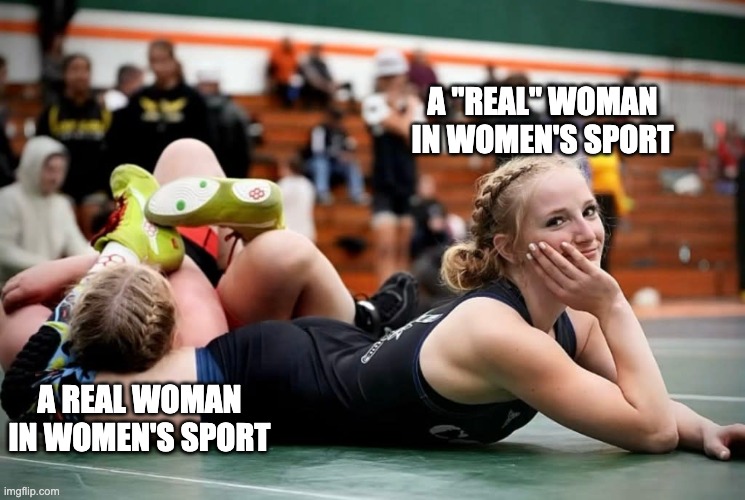 Say cheese, Makynlee Cova | A "REAL" WOMAN IN WOMEN'S SPORT; A REAL WOMAN IN WOMEN'S SPORT | image tagged in makynlee cova smile,say cheese,wrestling | made w/ Imgflip meme maker