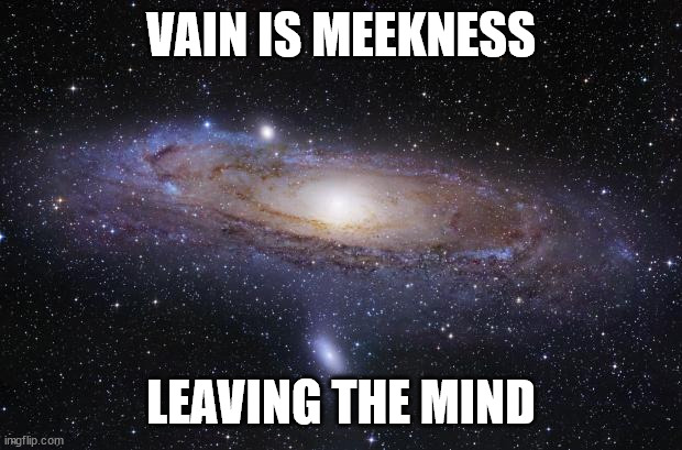 God Religion Universe | VAIN IS MEEKNESS LEAVING THE MIND | image tagged in god religion universe | made w/ Imgflip meme maker