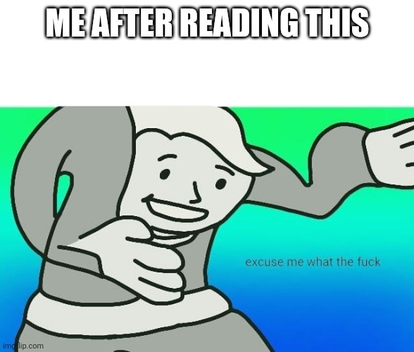 Excuse me, what the fuck | ME AFTER READING THIS | image tagged in excuse me what the fuck | made w/ Imgflip meme maker