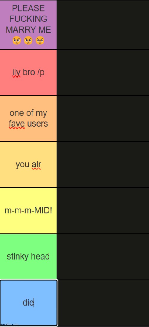 Comment and I'll rank ya | image tagged in neko new tier list | made w/ Imgflip meme maker