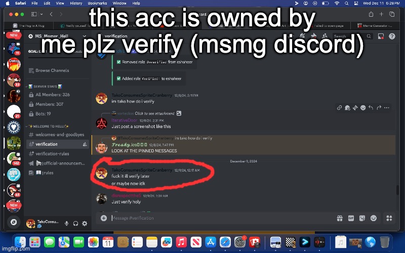 this acc is owned by me plz verify (msmg discord) | made w/ Imgflip meme maker