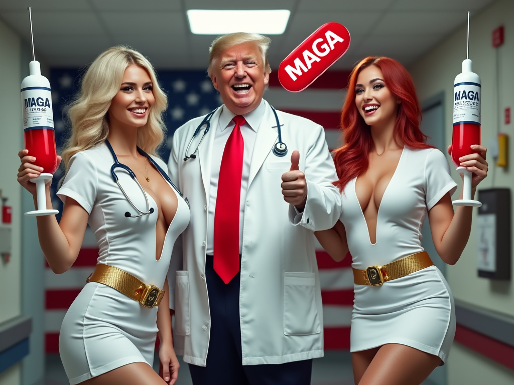 Trump Nurses Shots 2 Blank Meme Template