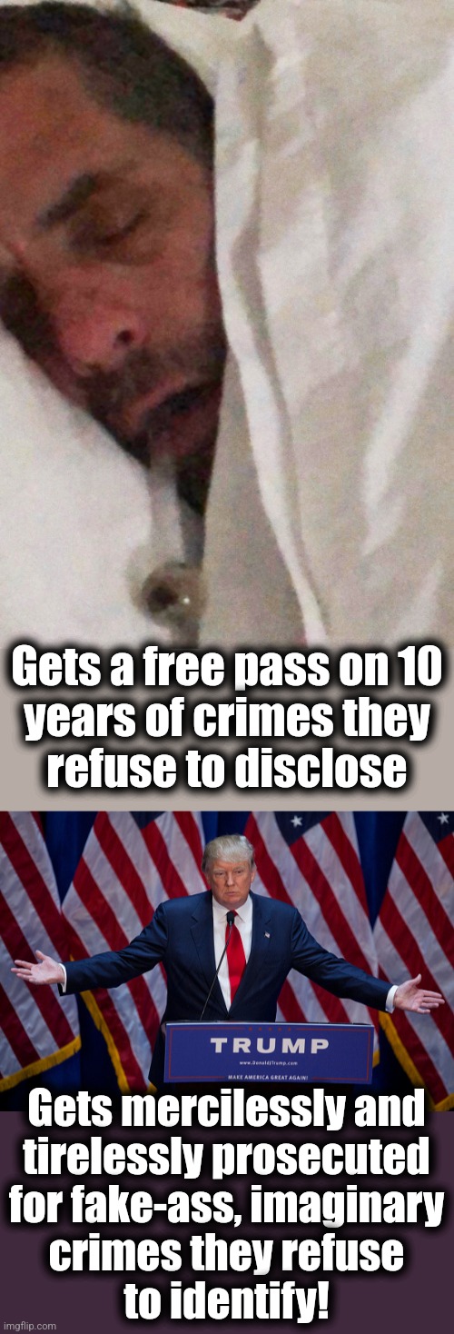 Gets a free pass on 10
years of crimes they
refuse to disclose; Gets mercilessly and
tirelessly prosecuted
for fake-ass, imaginary
crimes they refuse
to identify! | image tagged in hunter biden cracker pipe,donald trump,memes,new york,democrats,two tiered justice system | made w/ Imgflip meme maker