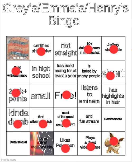 Grey's/Emma's Bingo (Actually fixed) | image tagged in grey's/emma's bingo actually fixed | made w/ Imgflip meme maker