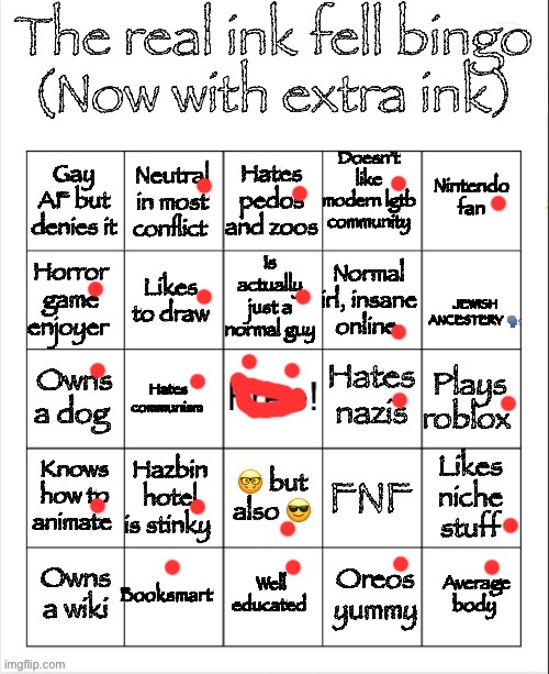 The real ink fell bingo | image tagged in the real ink fell bingo | made w/ Imgflip meme maker