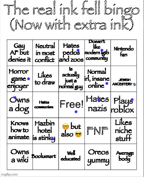 The real ink fell bingo | image tagged in the real ink fell bingo | made w/ Imgflip meme maker