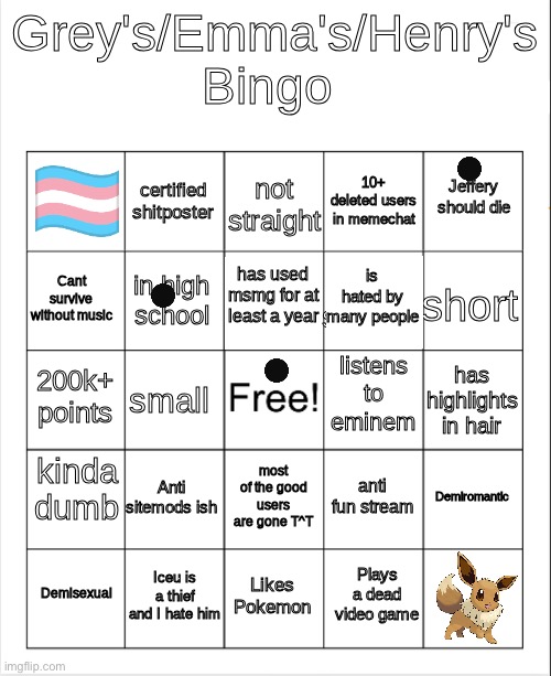 Grey's/Emma's Bingo (Actually fixed) | image tagged in grey's/emma's bingo actually fixed | made w/ Imgflip meme maker