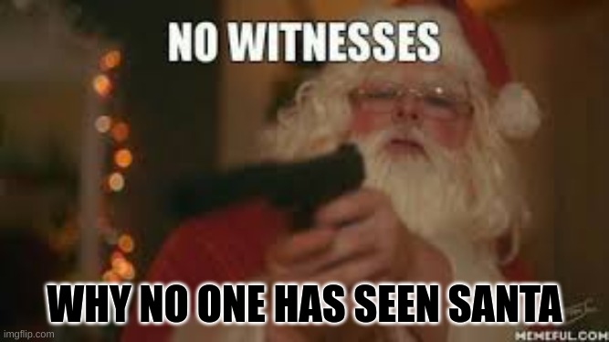 Noboby will see santa | WHY NO ONE HAS SEEN SANTA | image tagged in bad santa,gun | made w/ Imgflip meme maker